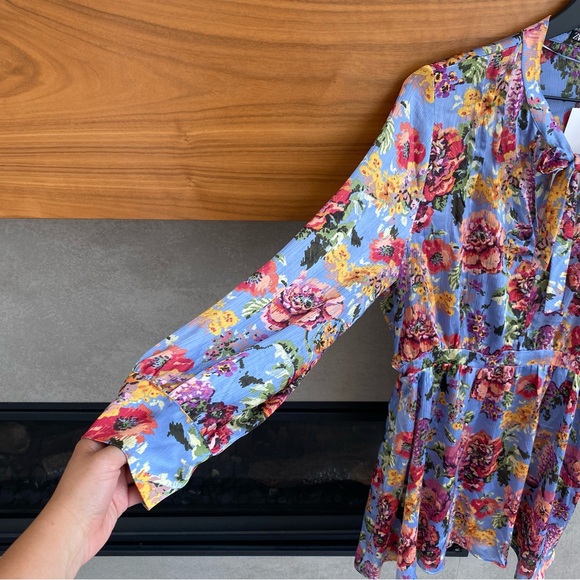 NWT ZARA FLOWER PRINT MINI DRESS, SIZE XL - Picture 2 of 12